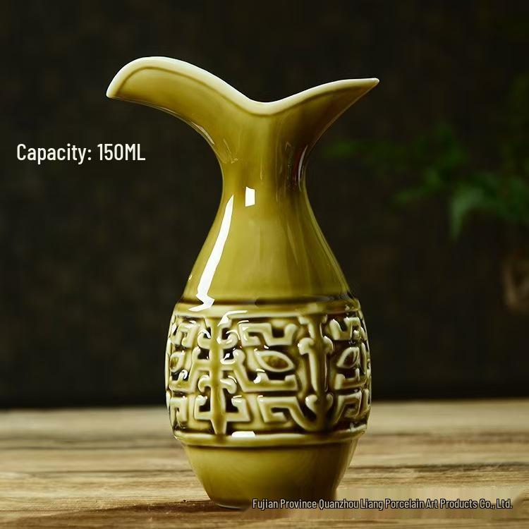 Retro Ceramic Wine Set: Japanese Sake & Chinese Baijiu Cups for Hotels