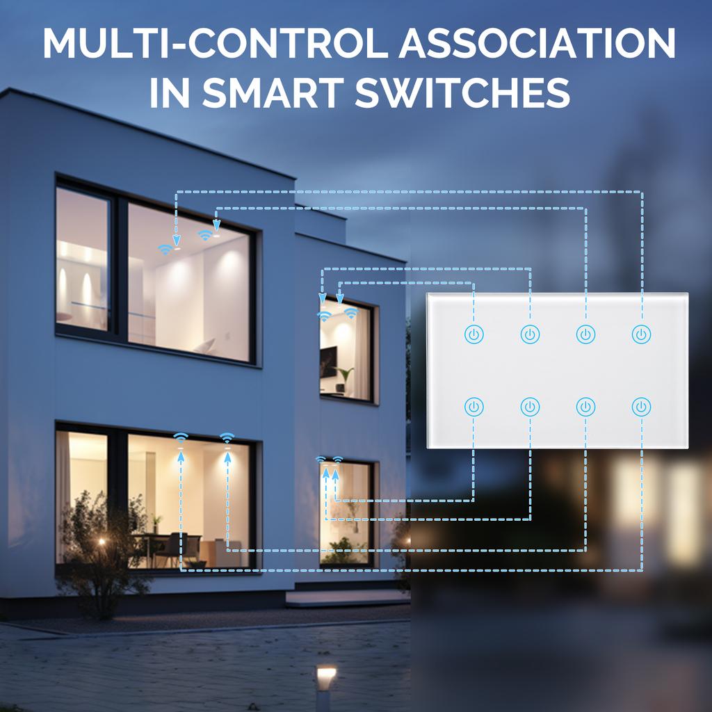 Brazil South Africa Standard Smart Touch Switch 4-6-8Gang Supports Alexa Google Home Smart Wall Switch