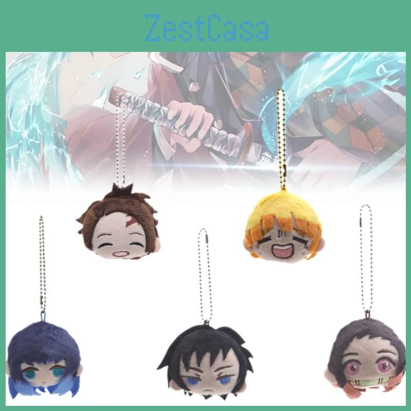 Adorable Demon Slayer Plush Brooch Keychain Featuring Tanjiro Inosuke Zenitsu Collectibles