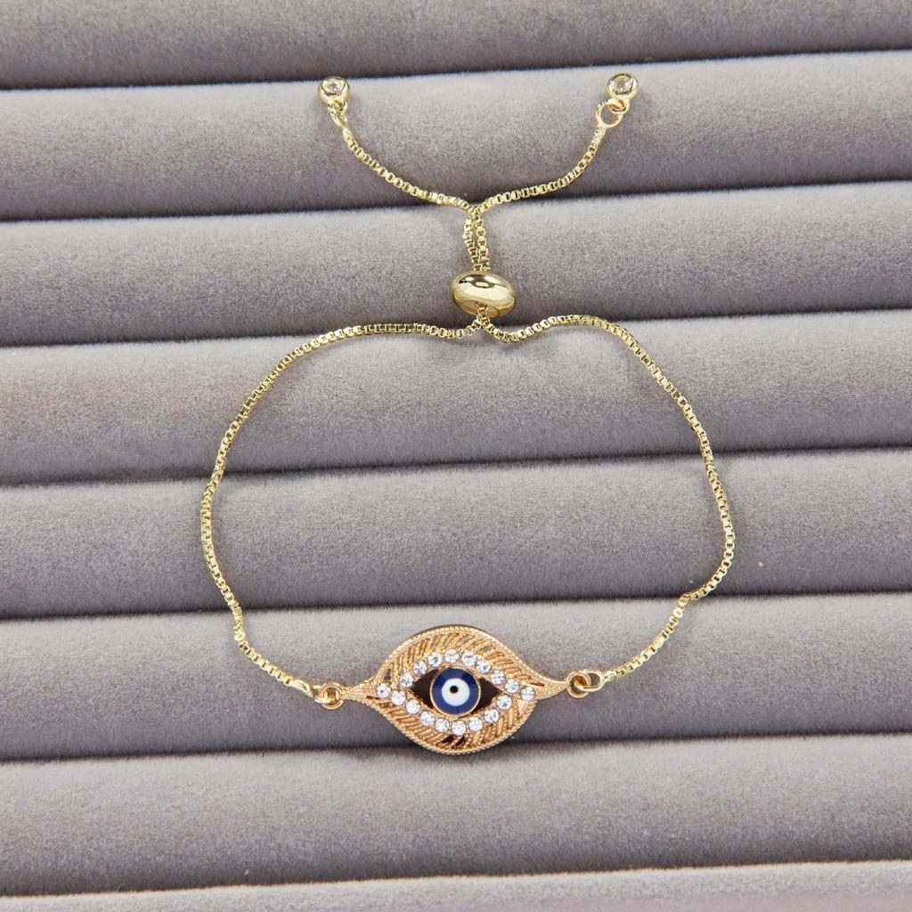 Copper Pull-Adjustable Evil Eye Bracelet - Color-Preserving, Simple & Fashionable for Women In Southeast Asia
