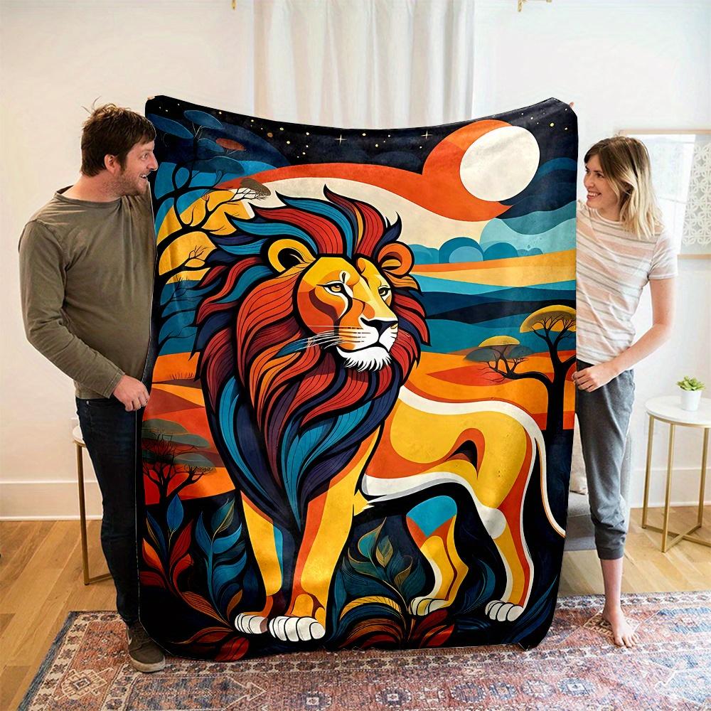 

Cartoon lion pattern Flannel printed blanket suitable for all seasons suitable for living room office sofa and travel 180x250CM 75x100cm