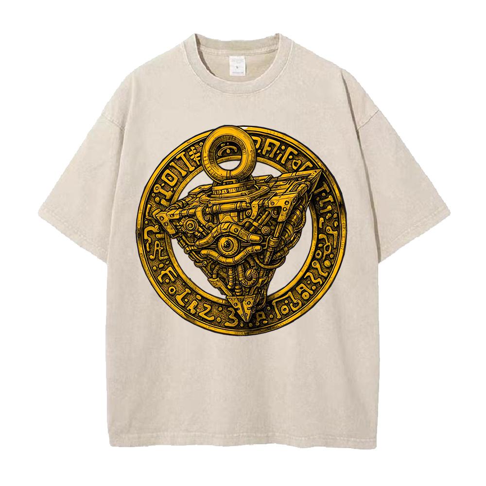 Graphic T-shirt Anime Washed Oversized T Shirt Men's Clothing Summer Pure Cotton Tees Tops