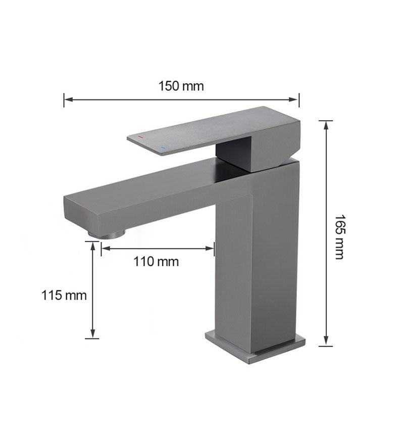 304 Stainless Steel Bathroom Washbasin Faucet Brushed Gold/Black Square Hot And Cold Mixed Water Basin Faucet Gray Sink Tap
