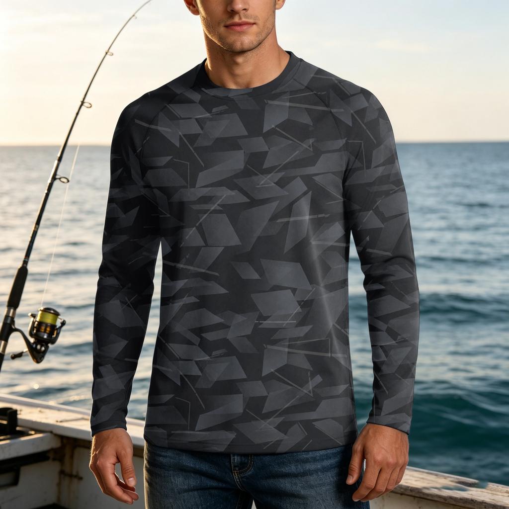 Men's UPF50+ Sun Protection Long Sleeve Shirt Stretch Outdoor Sports Performance Top Lightweight Breathable Fabric