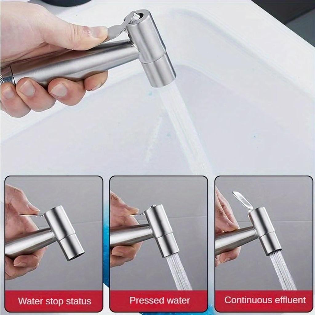 Modern Stainless Steel Handheld Bidet Sprayer with Adjustable Water Pressure and 1.5m Hose