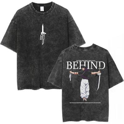 Anime Jujutsu Kaisen Washed T-shirt Fushiguro Toji To The One Who Lfft It All Behind T Shirt Men Women Cotton Oversized T Shirts
