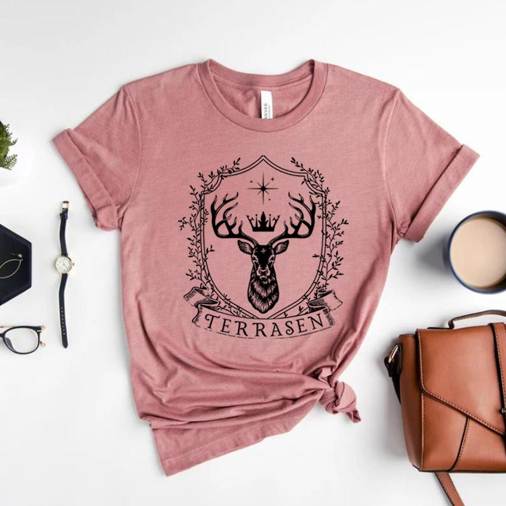 Terrasen Shirt Throne of Glass Merch Sarah J Maas Bookish Shirt Booklover Gift ACOTAR Crescent City Velaris Tops Graphic Tees