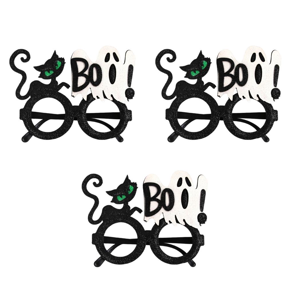 3pcs Halloween Glasses Set Pumpkin Bat Skeleton Costume Accessories Plastic Frame Party Decoration Eyewear
