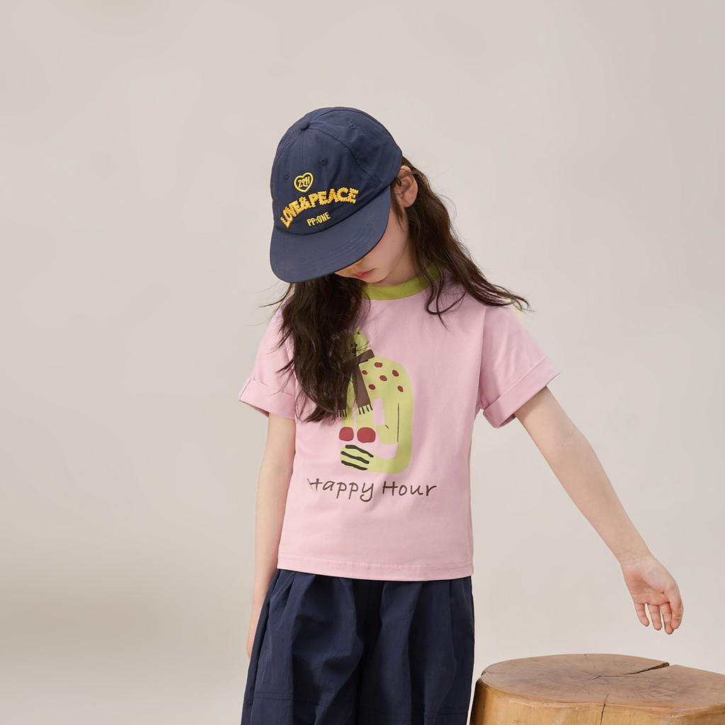 LUSON Children's Clothing Girls' Summer Fashion Shoulder Sleeve T-shirt