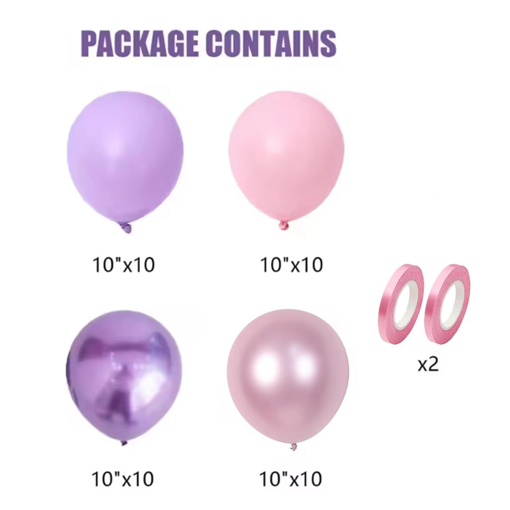 10inch Pink and Purple Latex Balloon Set, Suitable for Weddings, Birthdays, Themed Parties,pre Wedding Parties,family Gatherings