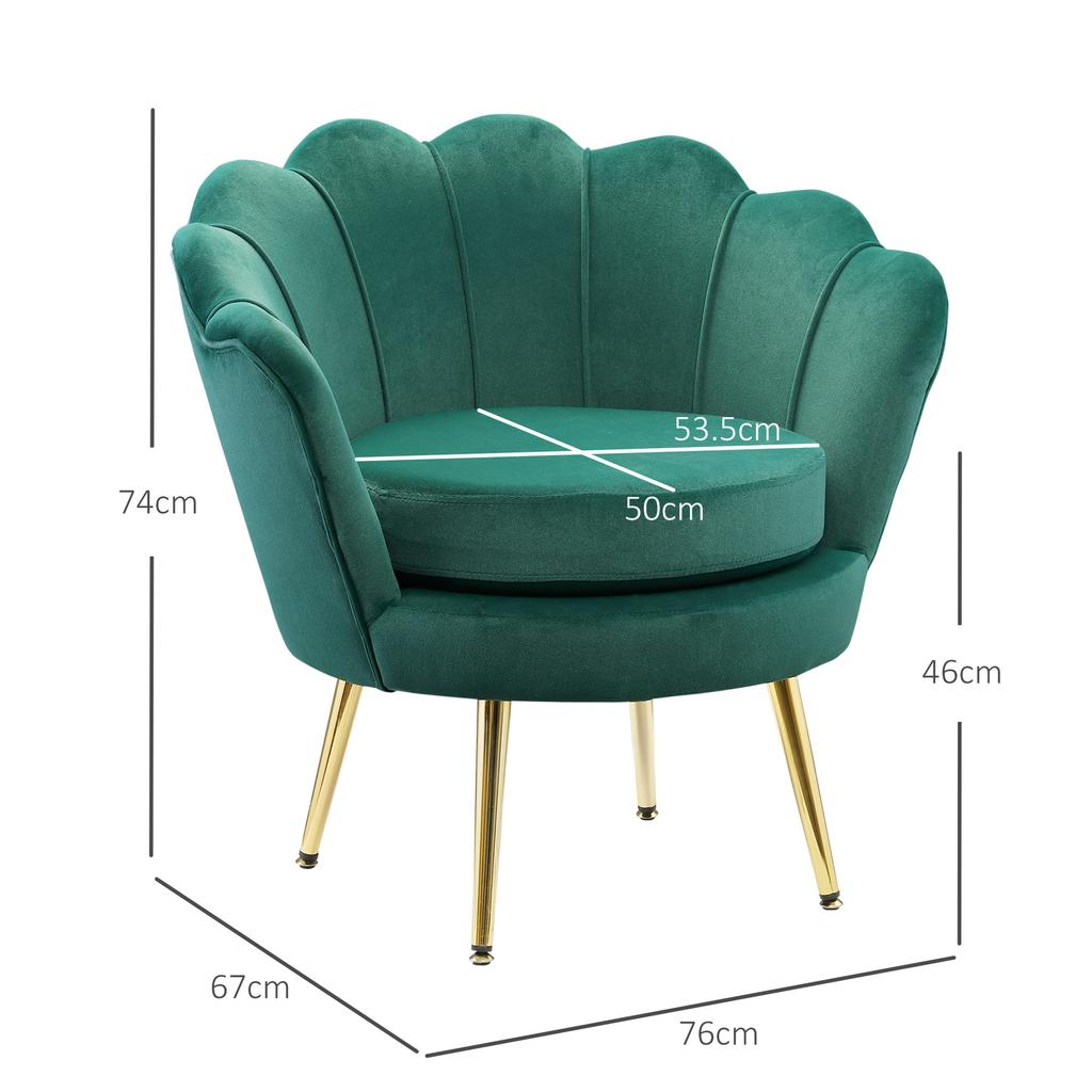 Vintage Design Armchair in Green Velvet Bedroom Armchair