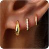 Small Sterling Silver Huggie Hoop Earrings Set for Women, Hypoallergenic 14K Gold Plated Hoops Stacks for Multiple Piercings