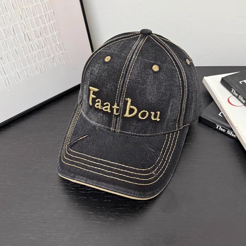 Hat Women S Spring And Autumn Baseball Cap Alphabet Embroidery Cap Hard Top Big Head Circumference Casual Hat Men S Ripped Hole