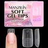 240Pcs Short Almond Soft Gel X Nail Tips Full Cover Coffin Stiletto Frosted Matte Fake Nails Press On Nails Diy Salon Manicure