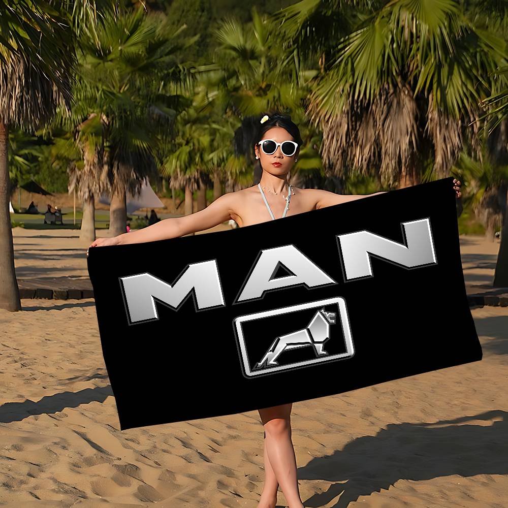 M-Man Truck Logo Microfiber Beach Towel Absorbent Quick Dry Soft Yoga Swimming Resort Mountain Climbing Towel