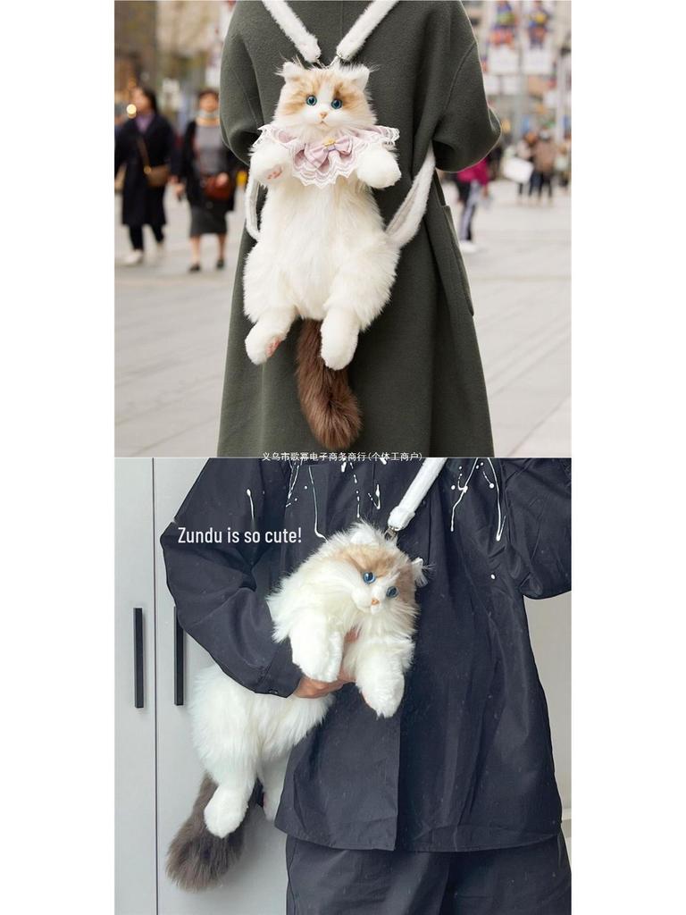 Ragdoll Cat Plush Backpack - Stuffed Animal Comfort Doll for Girls' Birthday Gift