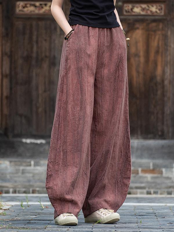 Women's Hemp Tie-Dye Distressed Lantern Pants: Cotton & Linen Zen Meditation Wear 26