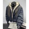 Giacca di jeans con cappuccio da uomo stile retrò americano - Cappotto invernale spesso, caldo, foderato in velluto con sensazione di alta gamma