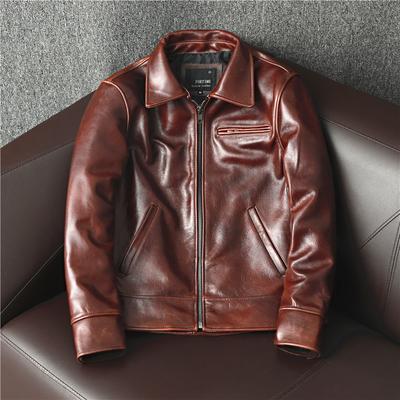 2023 Fashion Echtes Kuh Leder Jacke Männer Vintage Motorrad Veste Cuir Homme Wein Rot Zipper Moto Biker Slimfit Bomber Mantel