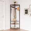 Corner Coat Rack Stand Freestanding Hall Tree with 6 Hooks & 3 Shelves,Entryway Storage for Living Room Entryway