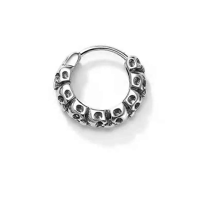 Gothic Skull Hoop Earrings Hypoallergenic Men's Punk Rock Jewelry