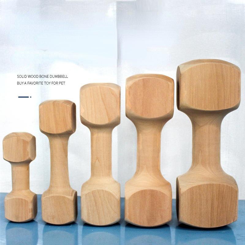 Fuuny Safe And Durable Chew Dumbbell Dog Toy Durable Real Wood Dog Chew Bone Toy For Dogs Suitable Home Pet Supplies