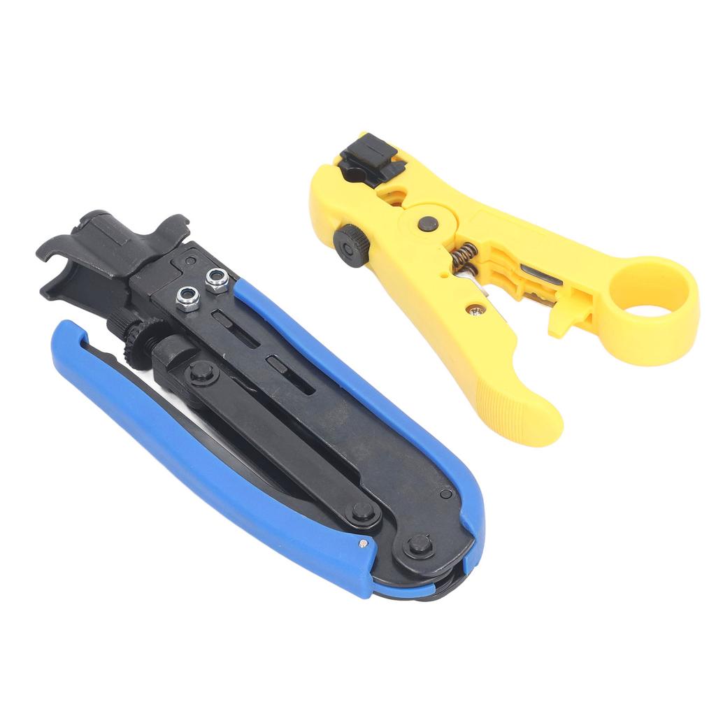 Coaxial Cable Crimping Pliers Combination Tool Adjustable Portable Coax Stripper Crimper Tool Kit