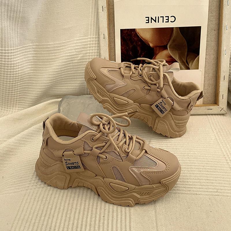Breathable women s shoes dad shoes women s spring and summer 2025 new trendy ins shoes platform casual height-increasing sports shoes 35 хаки 5398₽