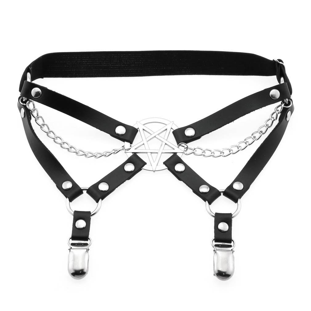 Fxcube New Goth Punk Leg Strap Garter Belt Pentagram Thigh Harness Women Girls Gothic Cosplay Accessories Harajuku Egirl Jewelry