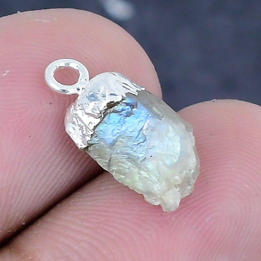 Crystal Rough Gemstone Handmade 925 Sterling Silver Jewelry Pendant 0.59" y4n35