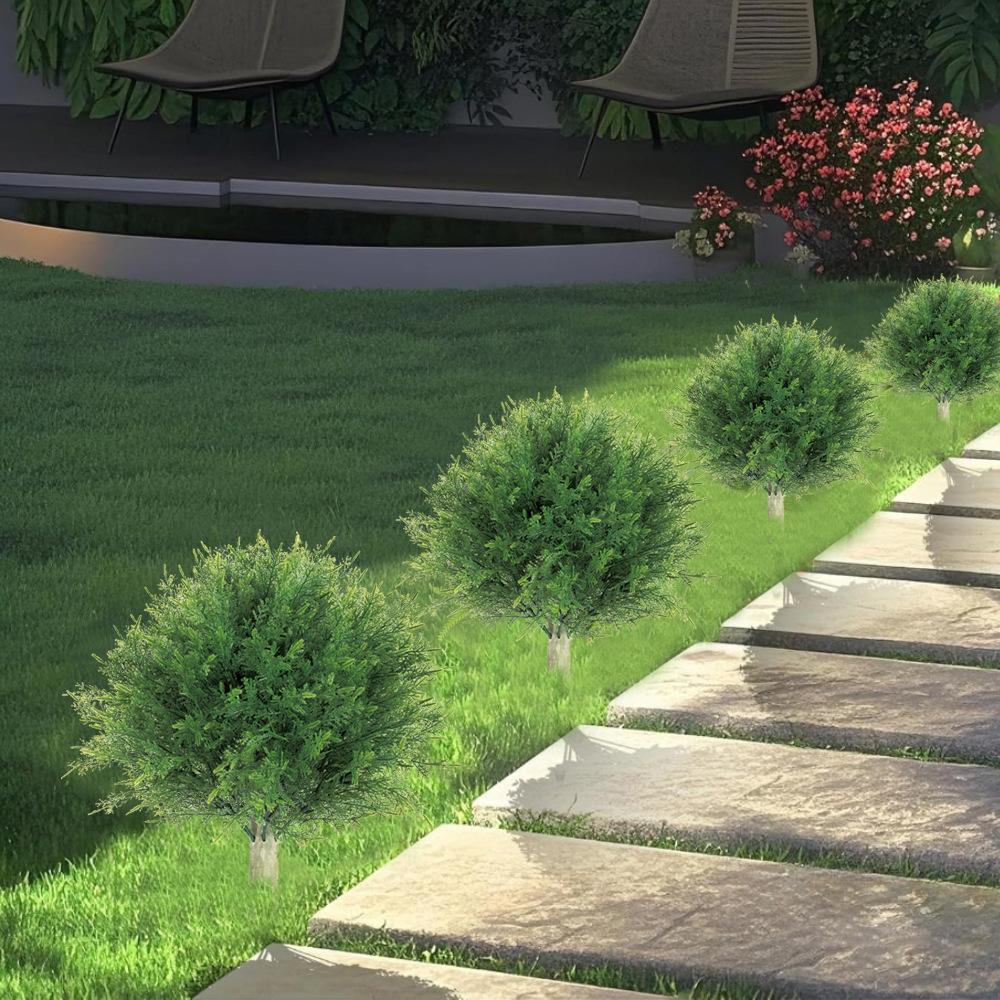 Artificial Cypress Topiary Tree with Ground Spike, Fake Evergreen Tree for Porch, Artificial Plants for Outdoor Planters Indoor UV Resistant