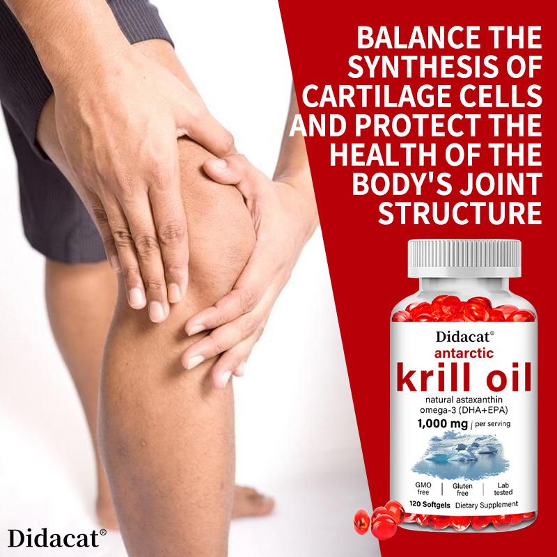 Antarctic krill oil 1000 mg, rich in Omega-3 fatty acid EPA, with anti-aging and immune-boosting effects. 120 capsules.