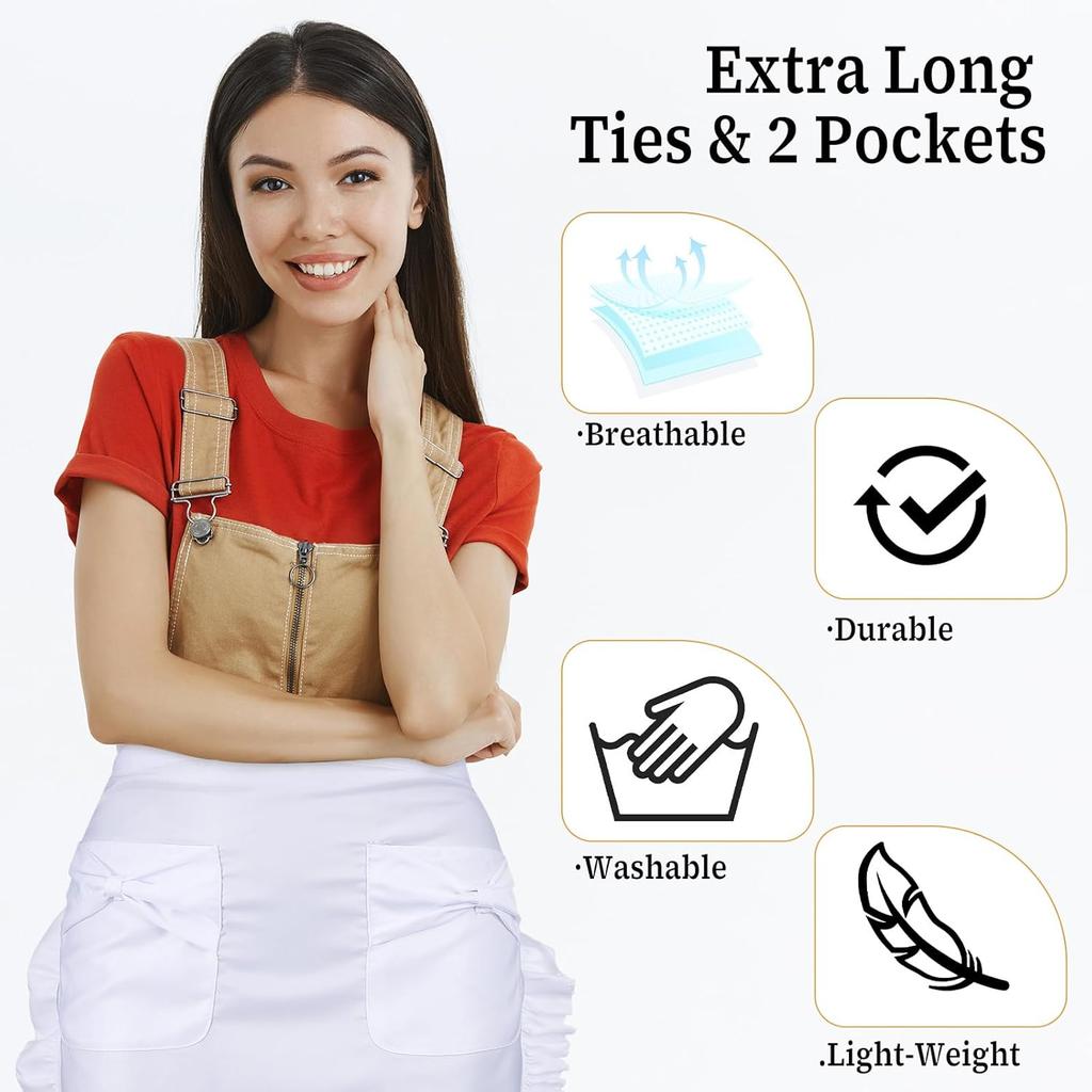 Lusofie Waist Apron Half Apron Maid Aprons Cooking Aprons for Women for Kitchen Cooking Restaurant Restaurant Bistro Coffee