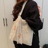 Summer Hollow Woven Shoulder Bags Women's New Casual Beach Bag Versatile Lace Design Commuting Shoulder Tote Bag AVE