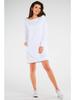 Cotton Dress with Long Sleeves, White L/XL