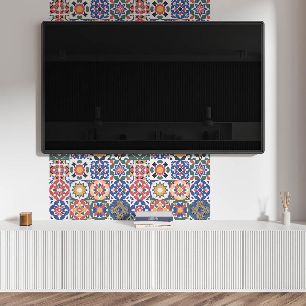 Panel Samoprzylepny Winylowy Z Nadrukiem 100X50 Cm Wzory Mozaikowe W Szeregach