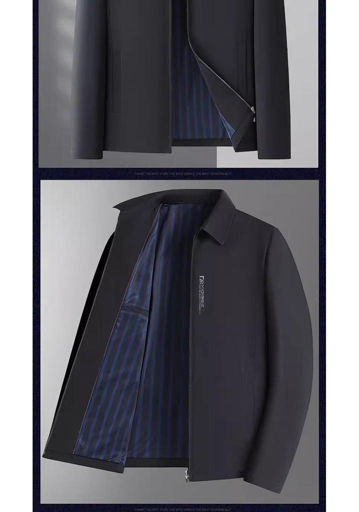 High-Grade Men's Lapel Coat - Business Casual Jacket for Middle-Aged & Elderly Dads, Fashionable & Versatile for Spring and Autumn.