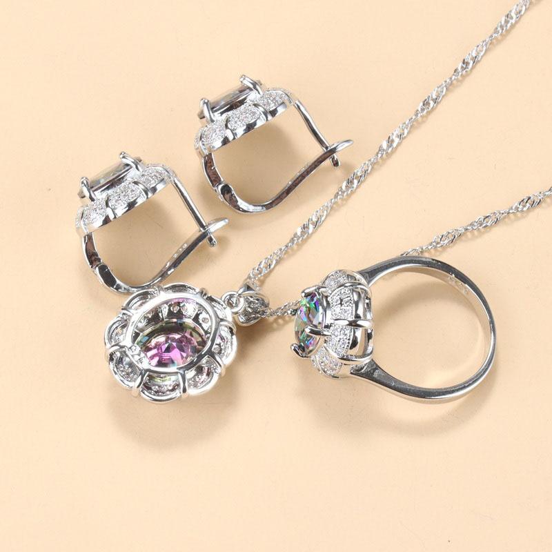 Elegant Women Magic Zirconia Jewelry Luxury Wedding Ring Set Ring Clip Earrings Necklace And Pendant