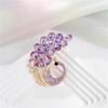 Luxury Classic Purple Peacock  Brooches Pins For Women Girls Elegant Animal  Badges Jewelry Accessories Gift