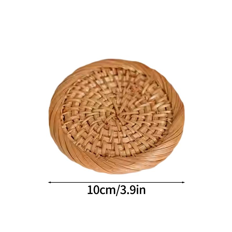 Rattan Coaster Creative Placemat Handmade Table Mat Heat Insulating Tablemat Tea Coffee Cup Pad Non-Slip Mat Round Coasters