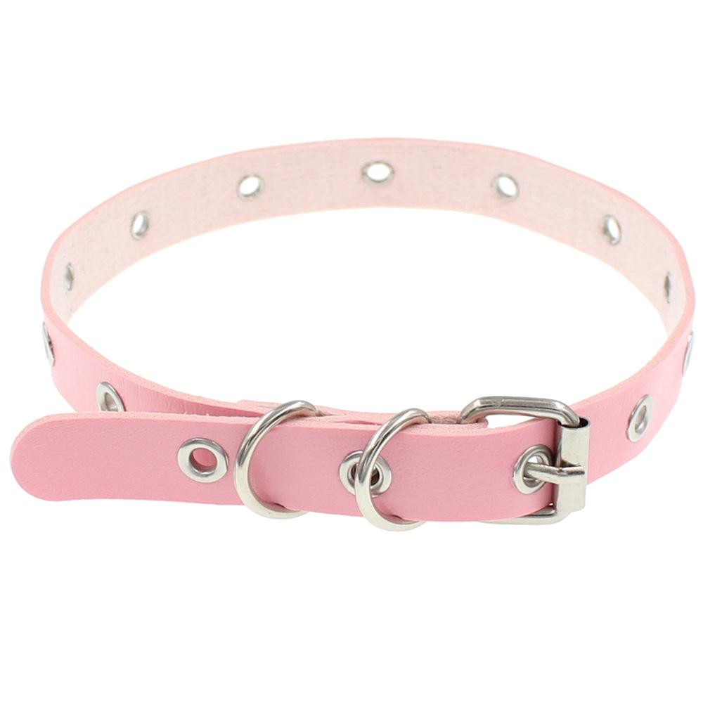 Punk Personality Black Leather Geometric Eyelets Rivets Collar for Women Men Fashion Hip Hop Necklace Bracelet Dual Use Jewelry