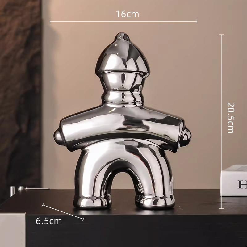 

Ceramic Handicrafts Chinese Traditional Retro Abstract Sculpture History Human-shaped Sculpture Gold Font Decorative Figurines