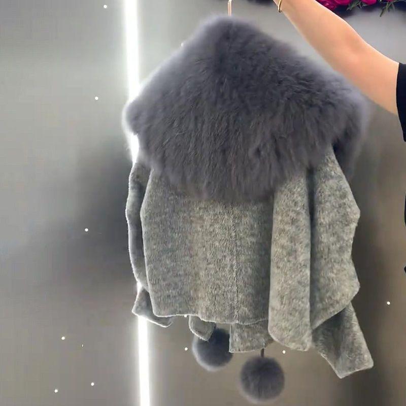 Winter new temperament loose cardigan wool lapel jacket fashionable and thin short woolen jacket
