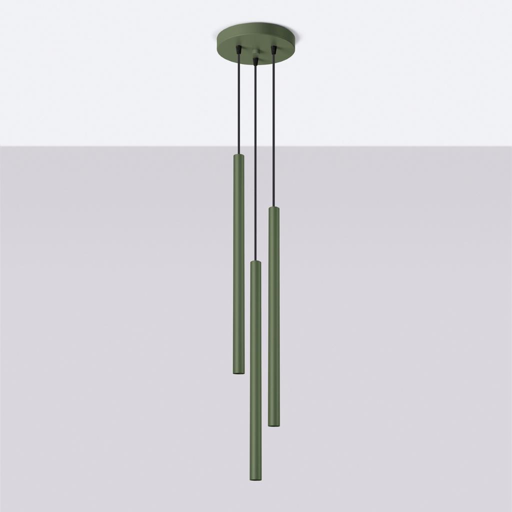Pastelo 3P hanging lamp, olive green