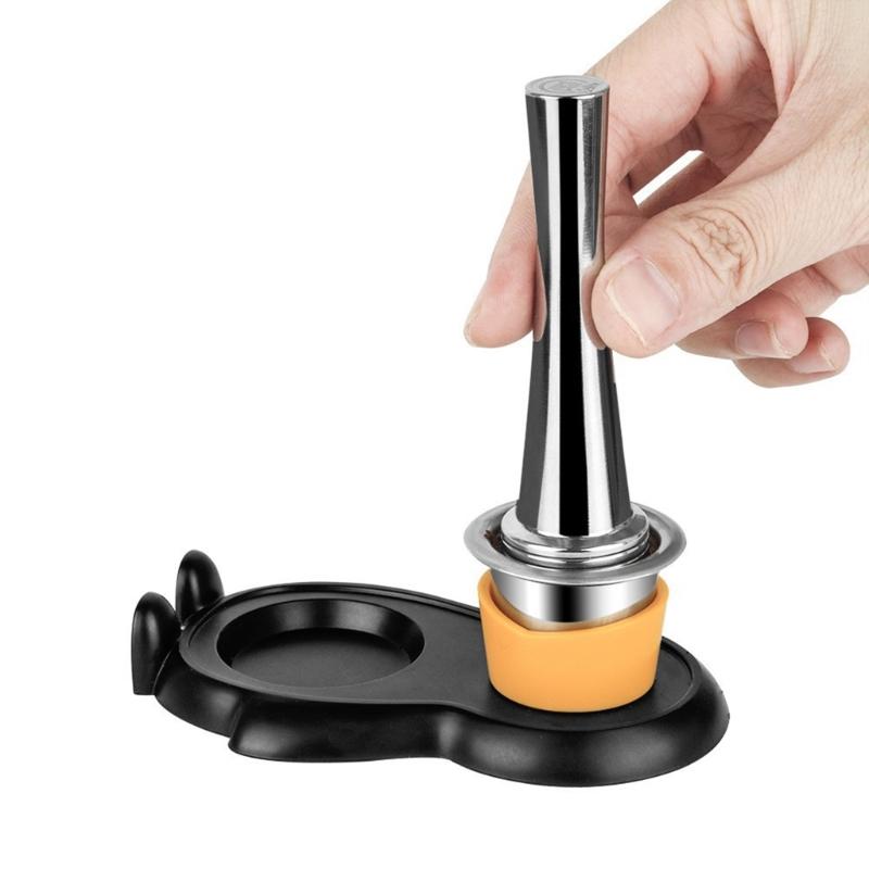 Coffee Tamper Stainless Steel Solid Capsuled Coffee Powder Hammer Machine for Coffee Tamper Caps with Brush Cleaner