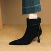 Autumn and Winter Great-looking Matte Pointed Martin Boots Women's British Style High-heeled Short Boots Women's Thin-heeled Short Boots