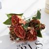 5-Petal Autumn-Colored Peony Artificial Flower Bride Bouquet Wedding Living Room Table Decoration For Vase Home Diy Fake Plants