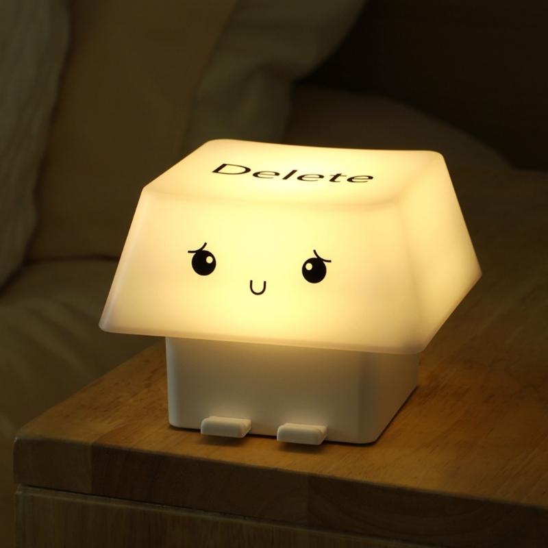 Multifunctional USB Charged Deletes Keycap Night Light Builts In Smartphone Stand 1200mAh Battery Adjustable Illumination