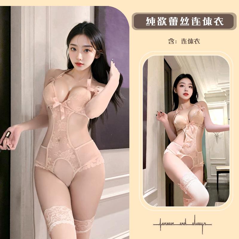 Sexy lingerie season-end sexy lace bow skinny babes strap-on onesie pure lust temptation