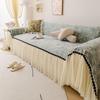 Fall One-size Chenille Loveseat Slipcover European Ruffled Edge Creamy Mats Wind Blossom Decorative Anti-Slip Patchwork Sofa Pad